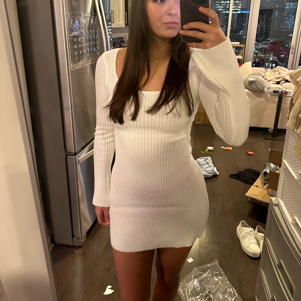 Princess Polly Long Sleeve Mini White Dress